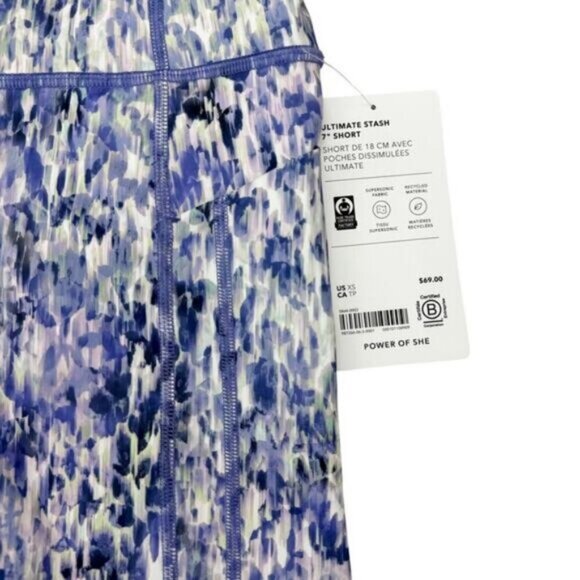 Athleta Ultimate Stash 7" Short / Flare Abstract Blue Size XS - Picture 4 of 7